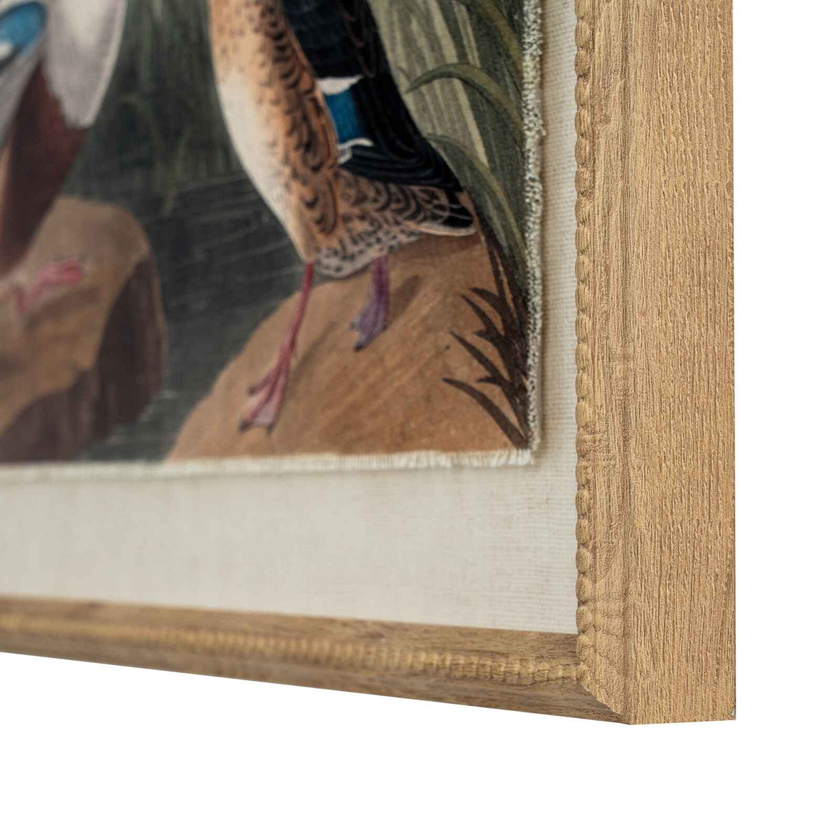 Mallards On Linen In Beaded Frame-b