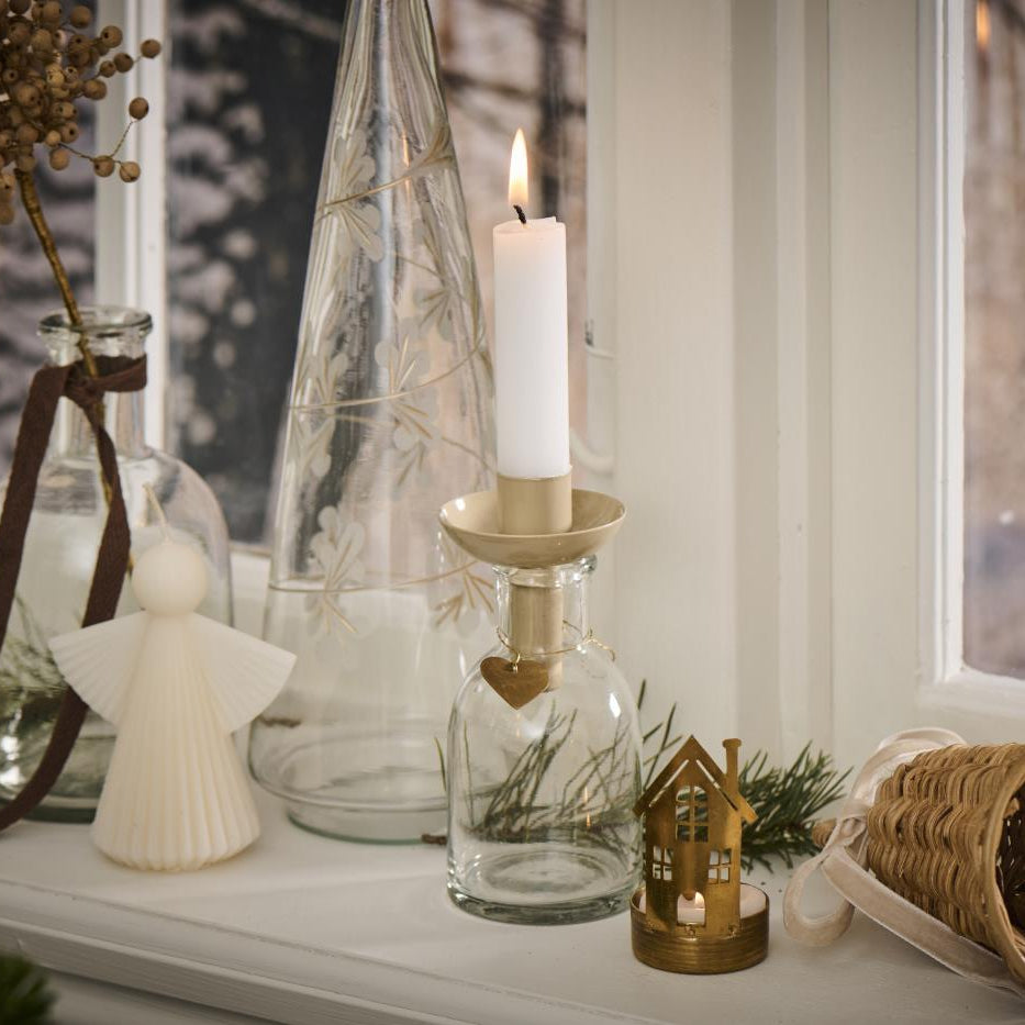 Gold Flowers Engraved Clear Glass Christmas Tree 28cm | Annie Mo's