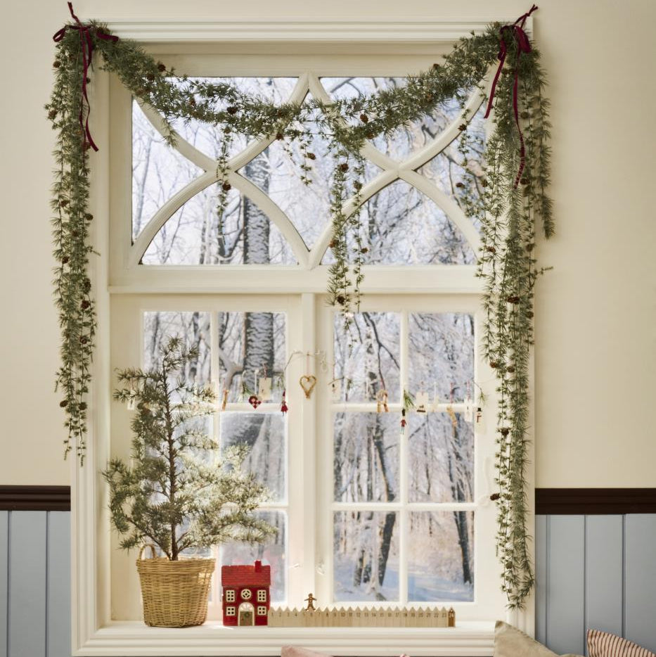 Artificial Cedar Garland with Cones 180cm