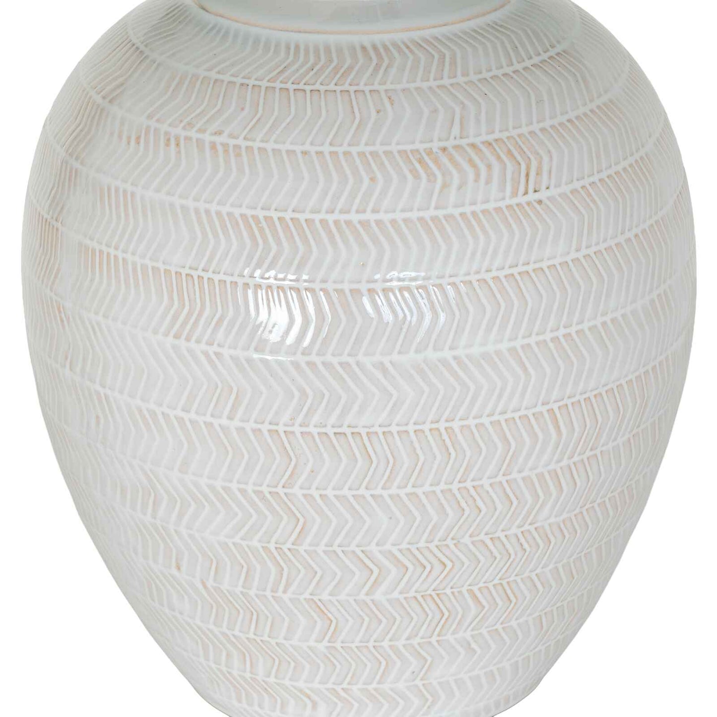 Chevronne Ceramic Table Lamp With Linen Shade 63cm