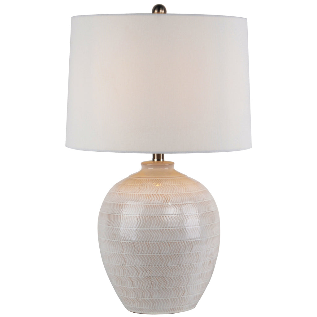 Chevronne Ceramic Table Lamp With Linen Shade 63cm