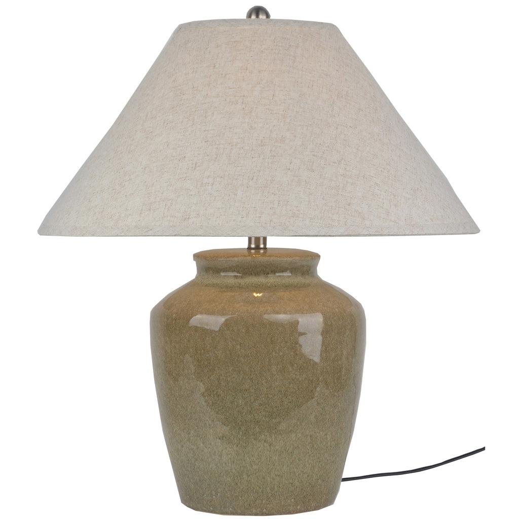 Mottura Ceramic Table Lamp With Edged Linen Shade 66cm