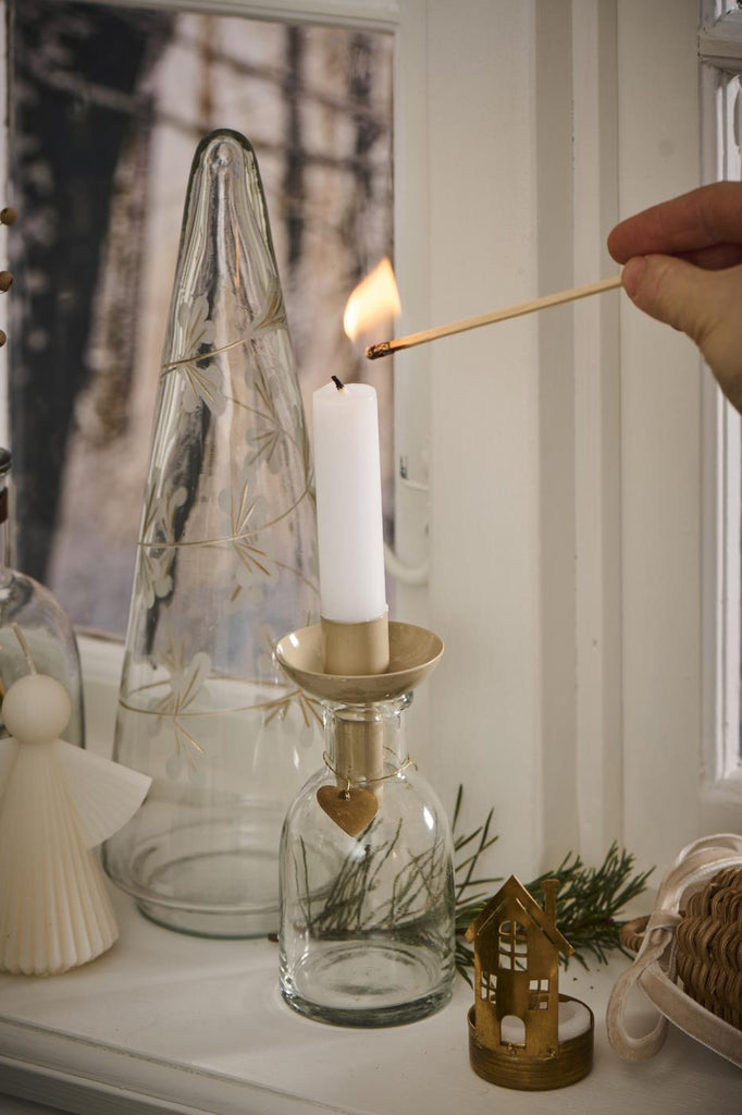 Gold Flowers Engraved Clear Glass Christmas Tree 28cm | Annie Mo's C