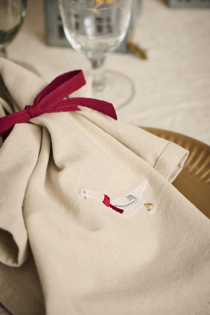 Goose Motif Linen Coloured Napkin 40x40cm