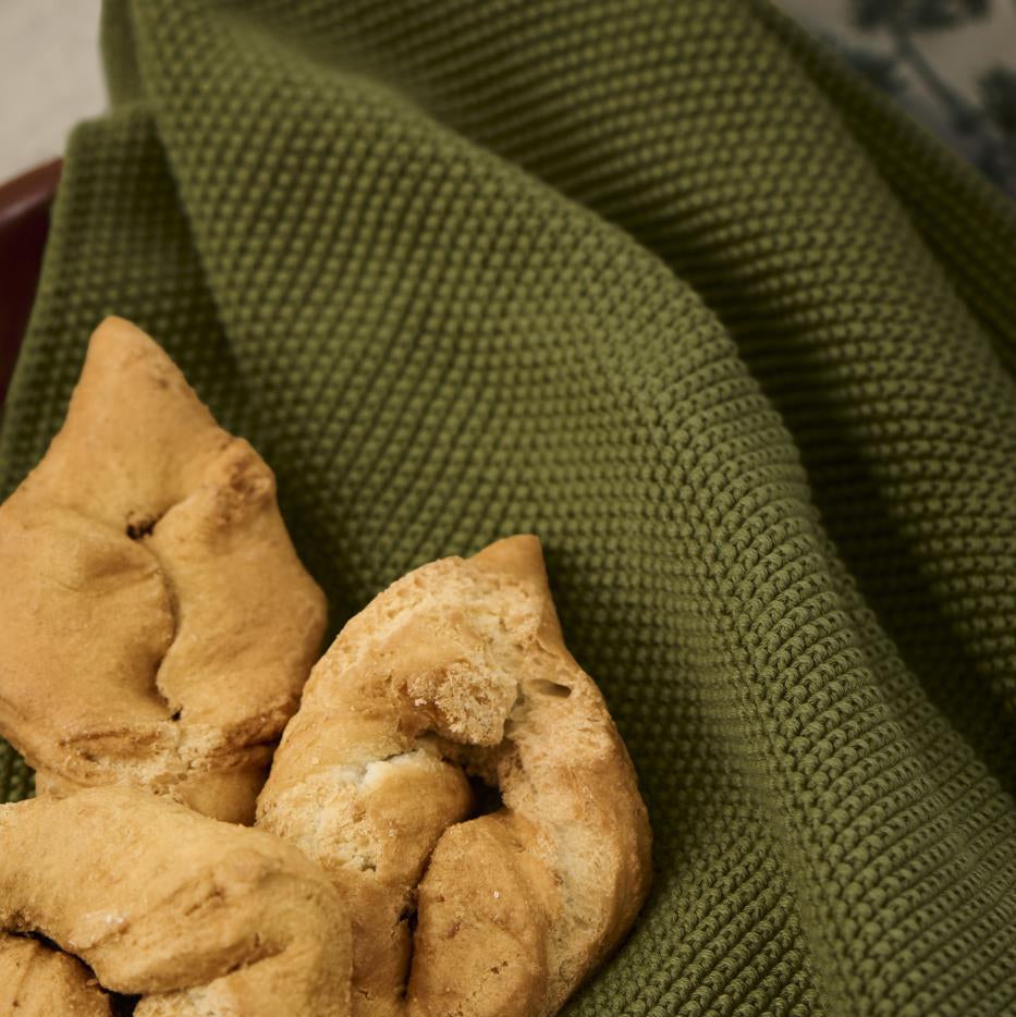 Olive Green Knitted Hand Knitted Hand Towel