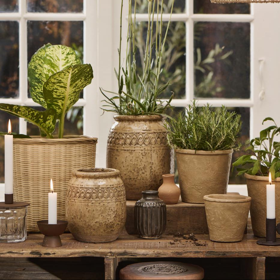 Glazed Ceramic Planter with Zig Zag Pattern 18cm | Annie Mo's B