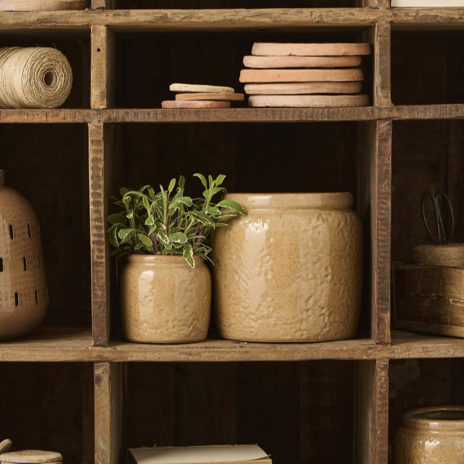 Glazed Clay Planter with Edge 12cm