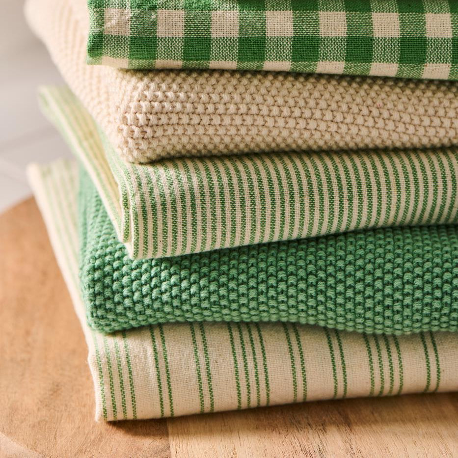 Billy Green and White Stripe Cotton Tea Towel