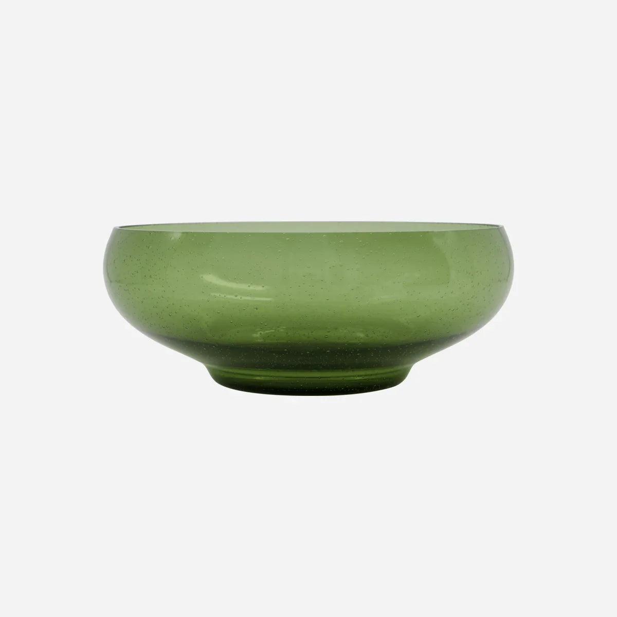 Bubbled Green Glass Bowl 24.5cm