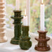 Brown Squat Stoneware Candle Holder for Dinner Candles