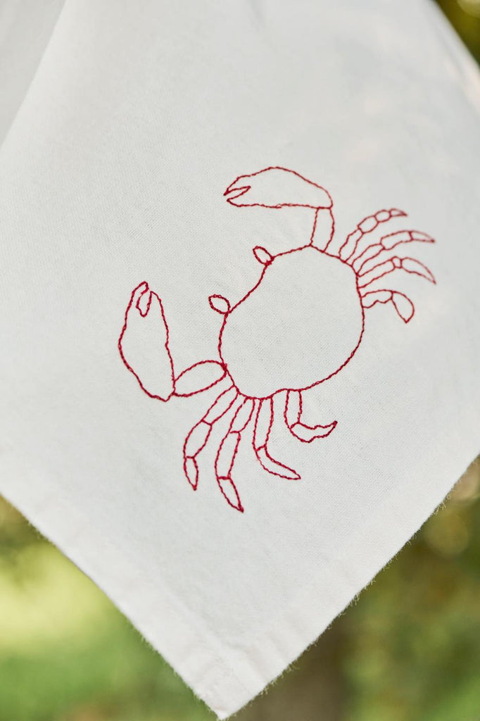Atlantis Butter Cream Tea towel with Crab Motif 70cm