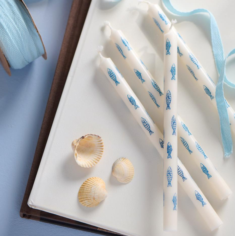Blue Fish Taper Candle 20cm | Annie Mo's
