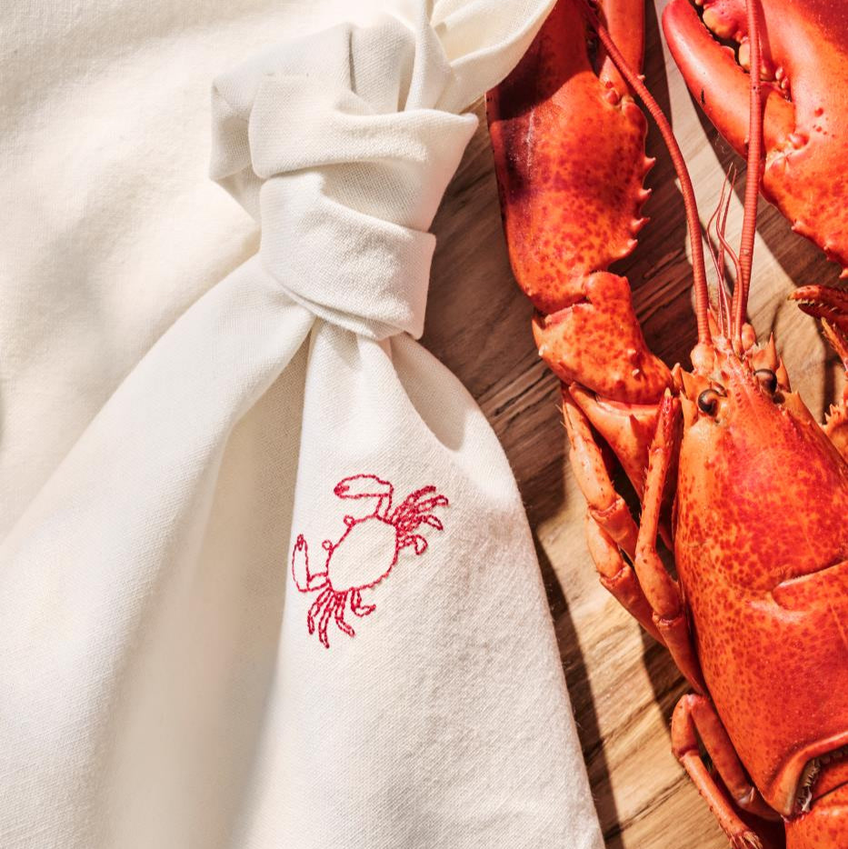 Atlantis Crab Motif Linen Coloured Napkin 40x40cm | Annie Mo's