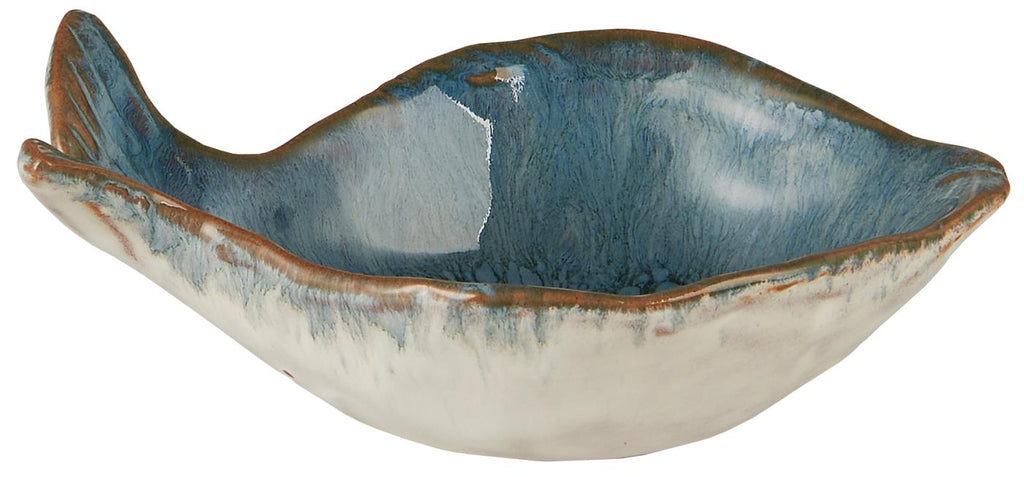 Mini Fish Shaped Bowl in Ocean Blue Glaze 11cm Style Two