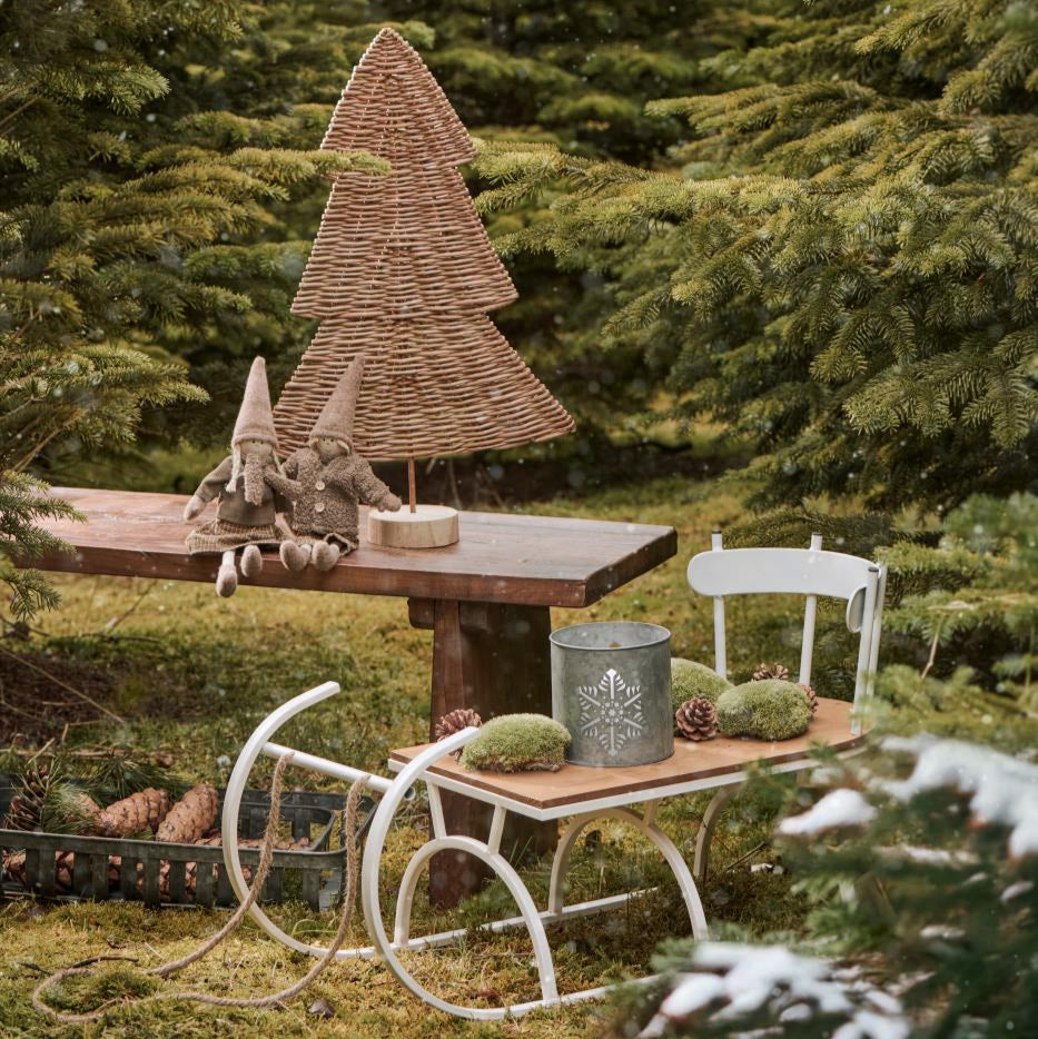 White Metal and Wood Large Decorative Sleigh 78cm