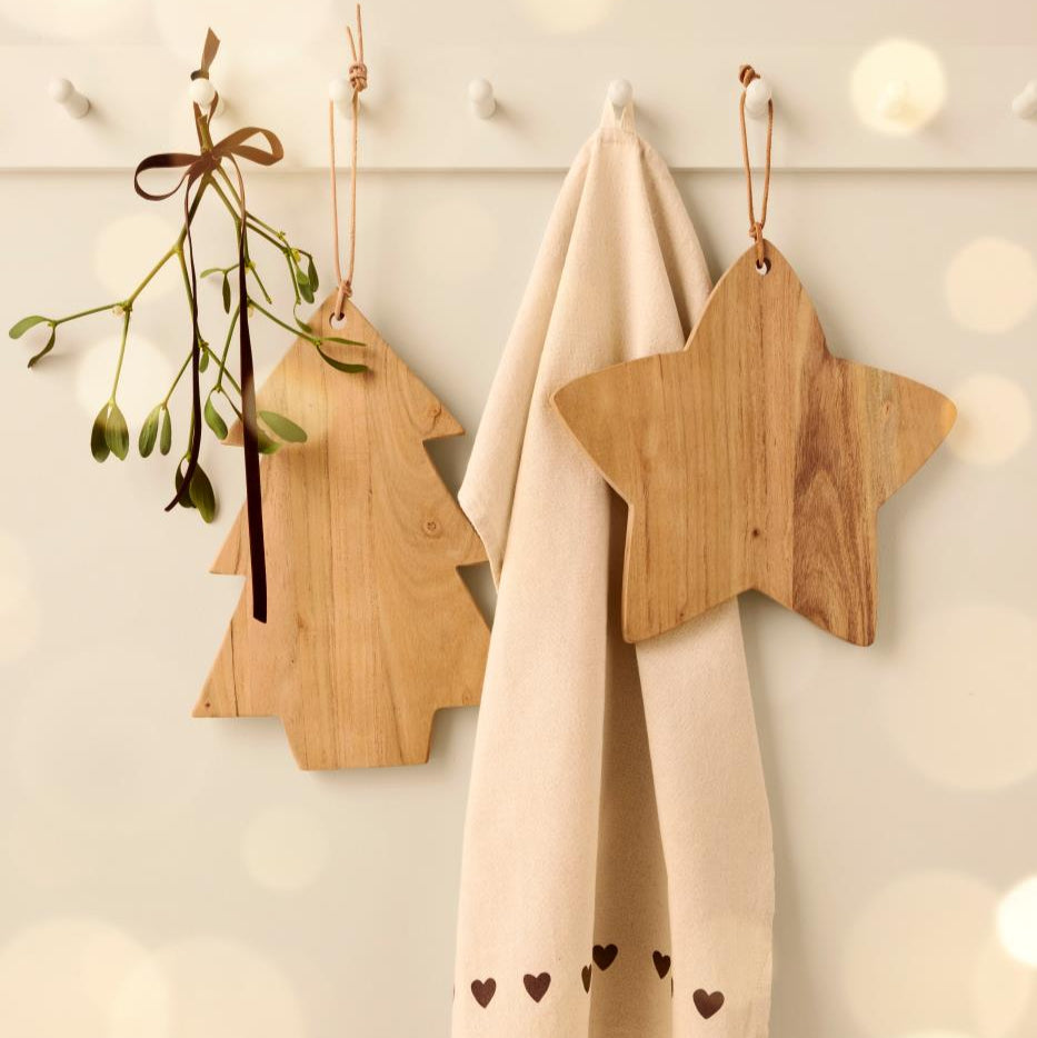 Acacia Wood Christmas Tree Shaped Board 35cm