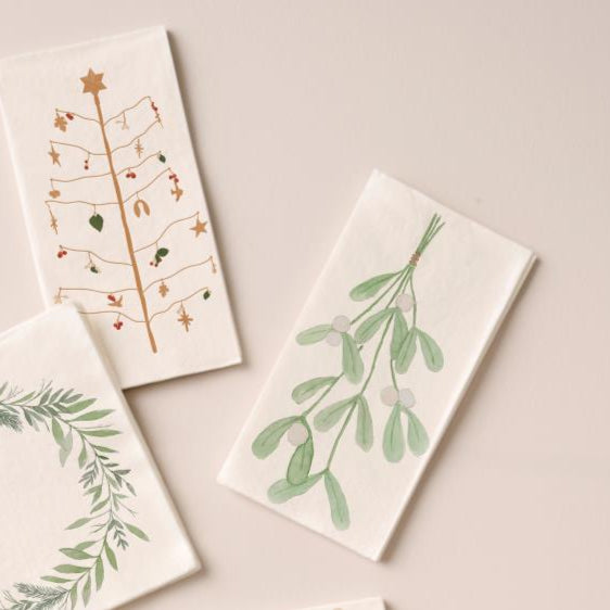 16 Paper Napkins - Mistletoe 40cm