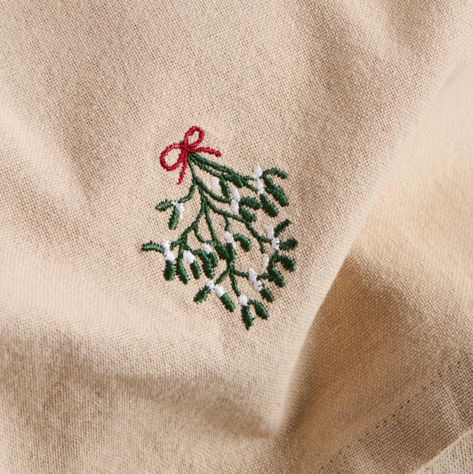 Mistletoe Motif Linen Coloured Napkin 40x40cm