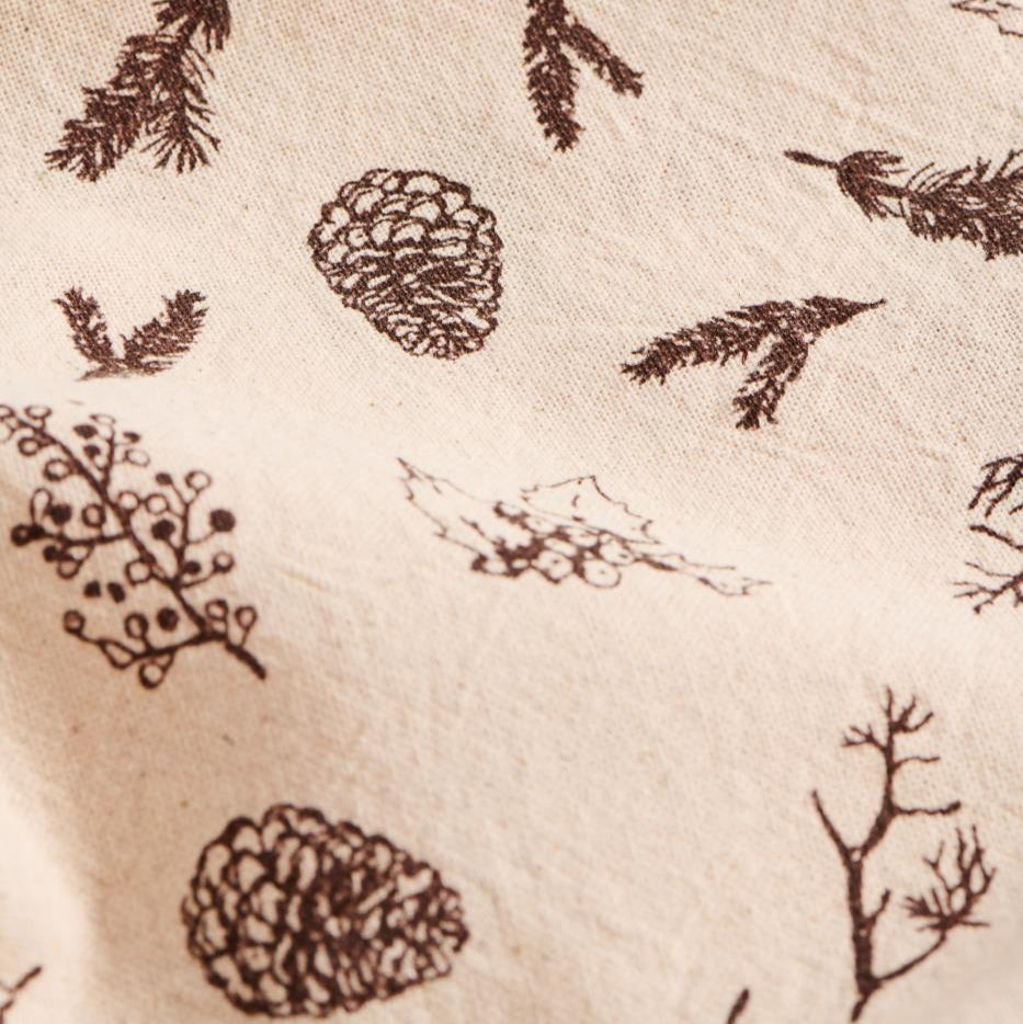Tea Towel with Brown Cones and Twigs 50cm x 70cm