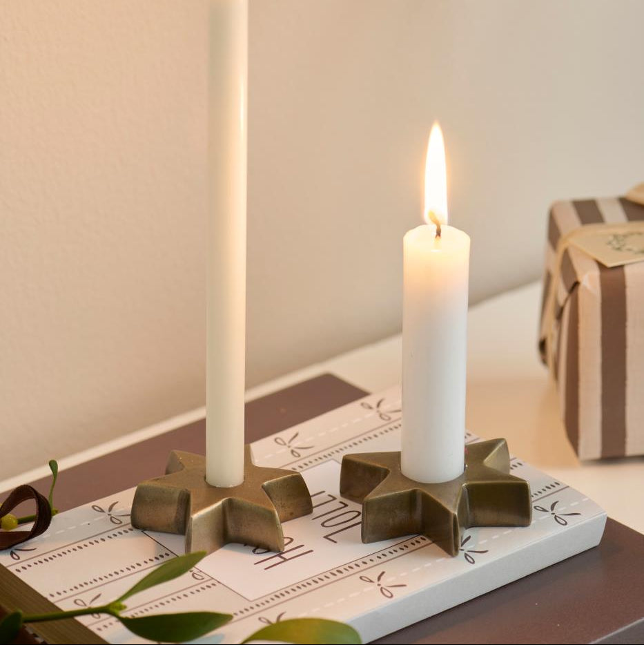 Metal Star Shaped Dinner Candle Holder 7cm