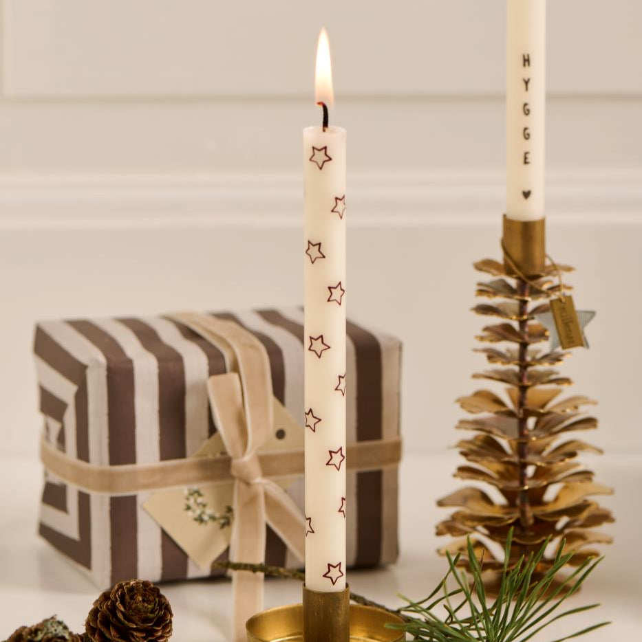 Brown Stars Taper Candle 20cm