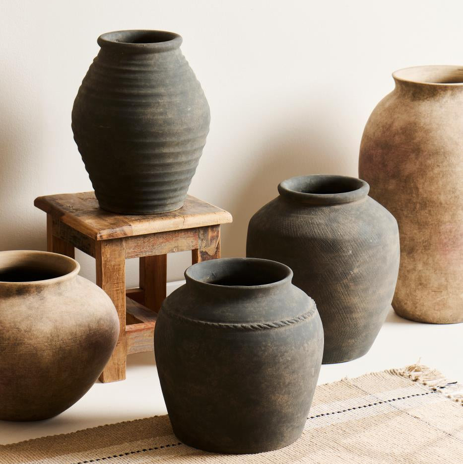 Minerva Terracotta Vase with Grooves 29cm | Annie Mo's B