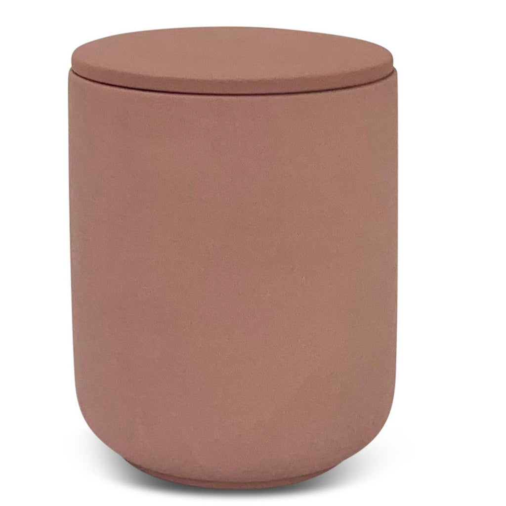 Ceramic Pot Candle - Matt Terracotta with Lid - Amber and Tonka Bean