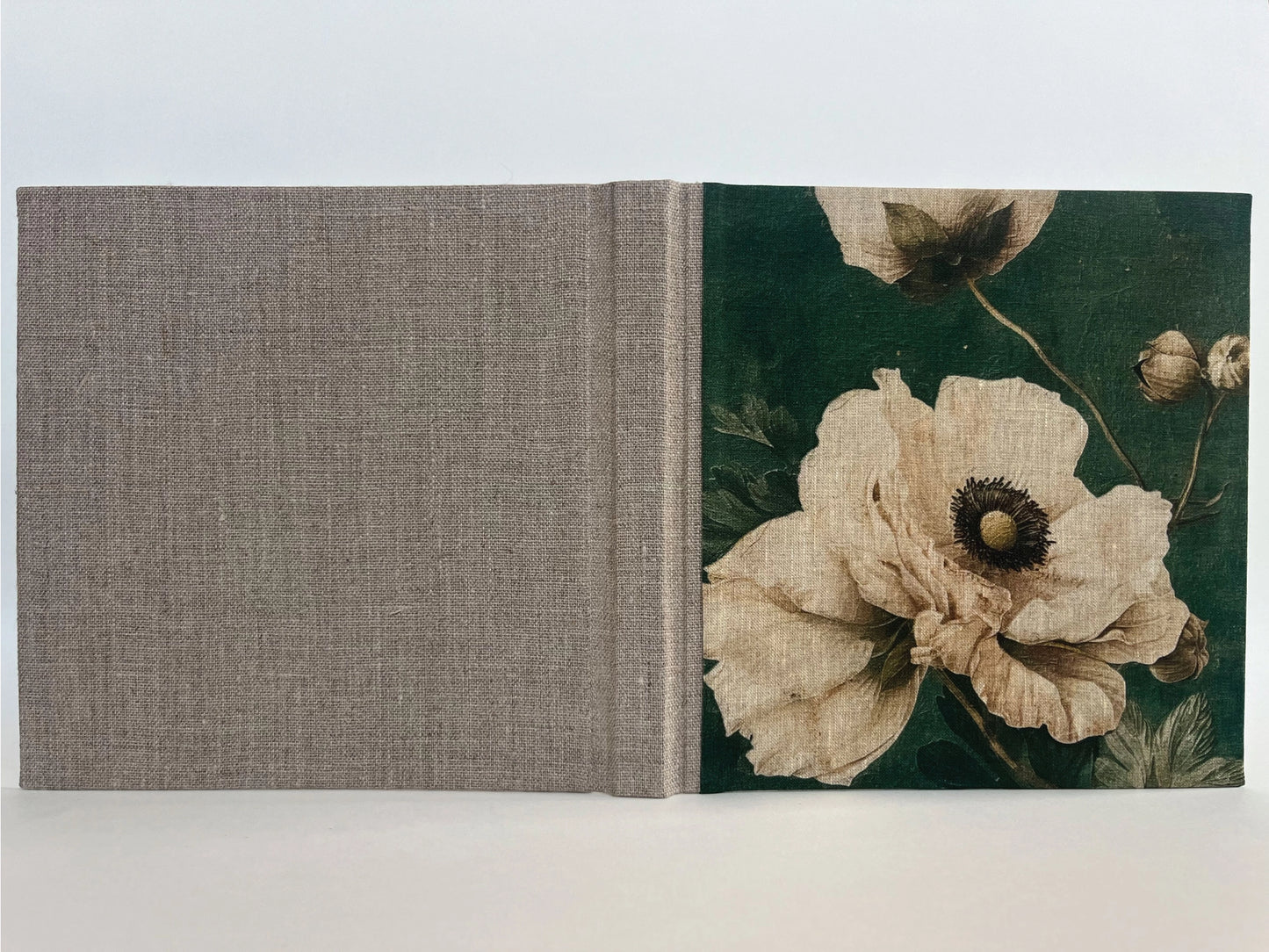 "Vintage Anemone" Handmade Linen Hardcover Notebook | Diary