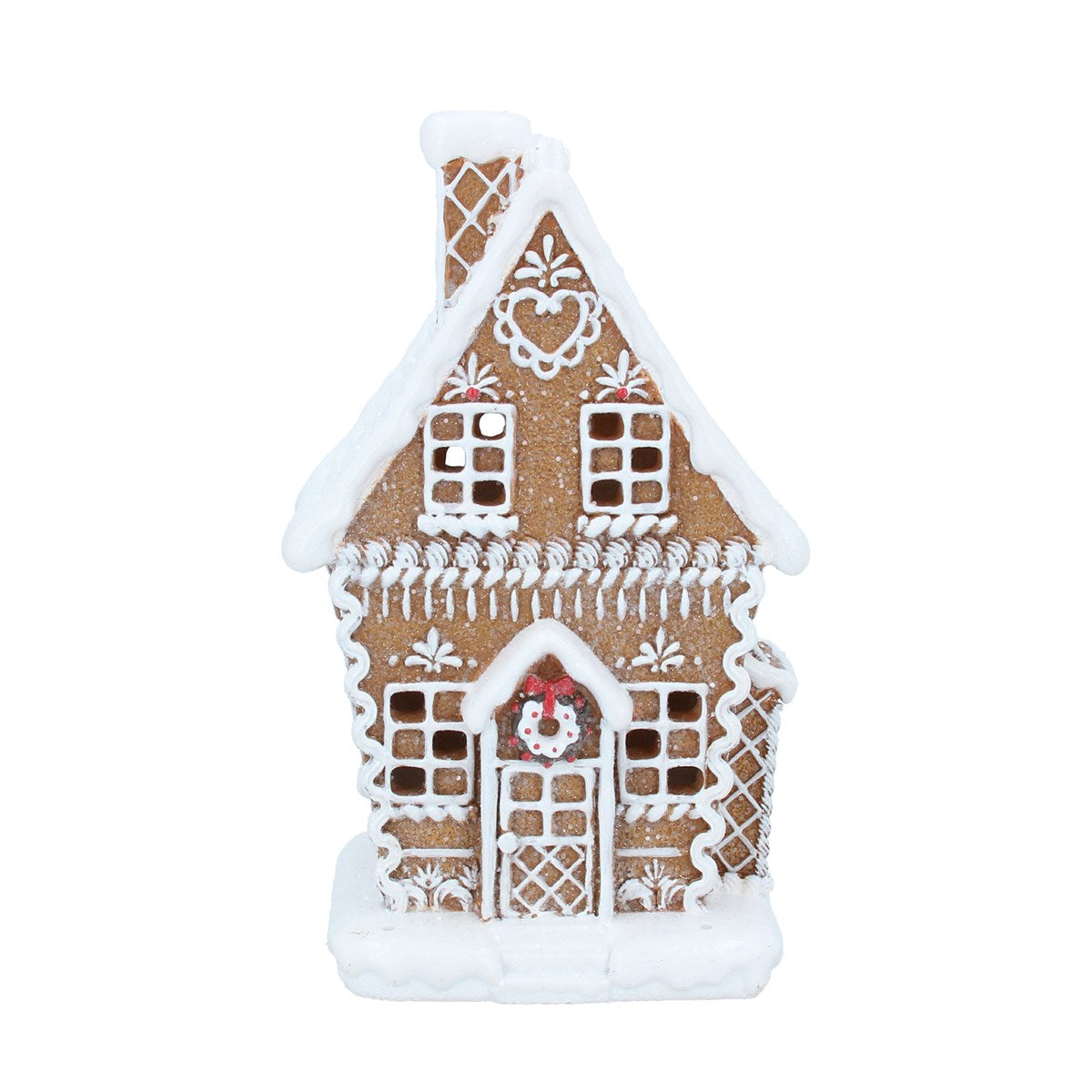Resin Orn 21cm - LED White Iced Gingerbread House | Annie Mo's