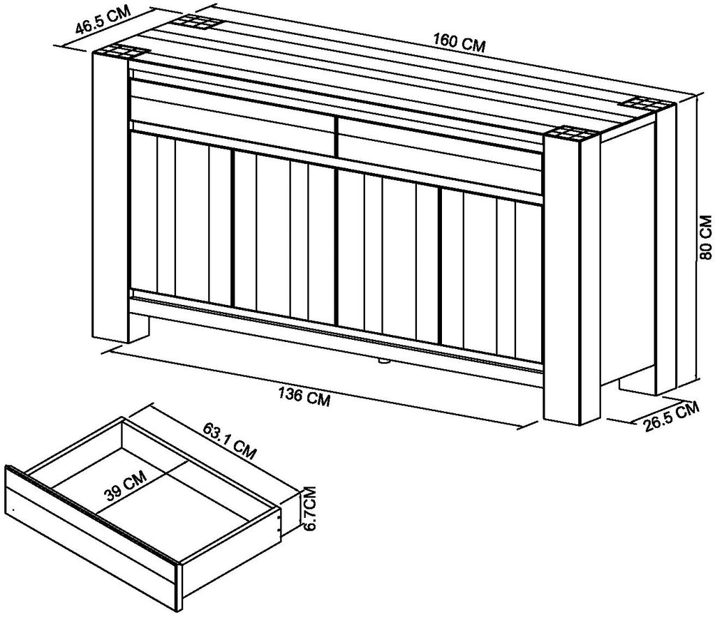 Logan Fumed Oak Wide Sideboard