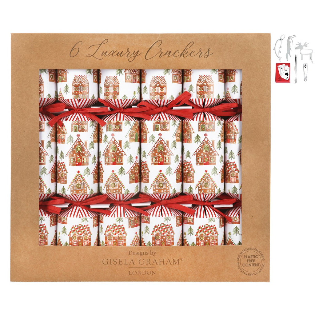 Six Boxed Gingerbread House Crackers 31cm | Annie Mo's