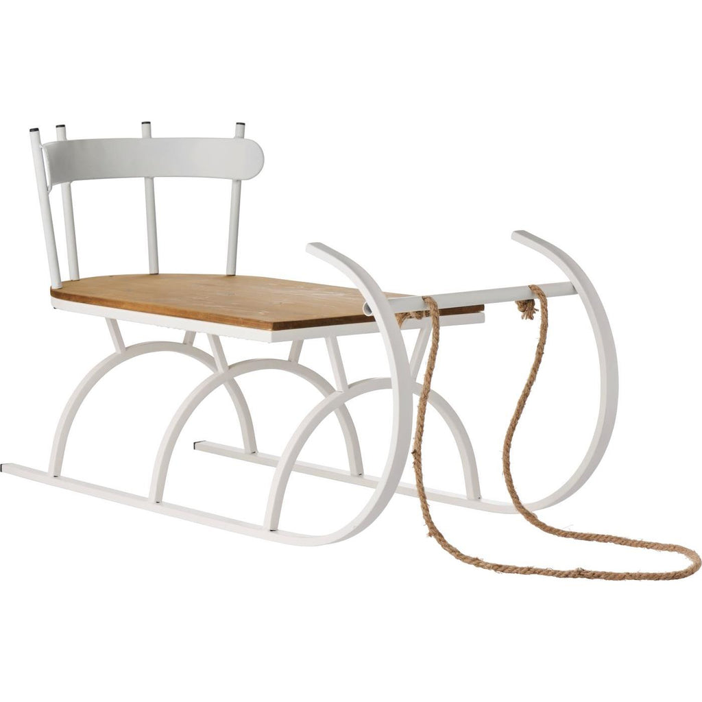 White Metal and Wood Large Decorative Sleigh 78cm | Annie Mo's