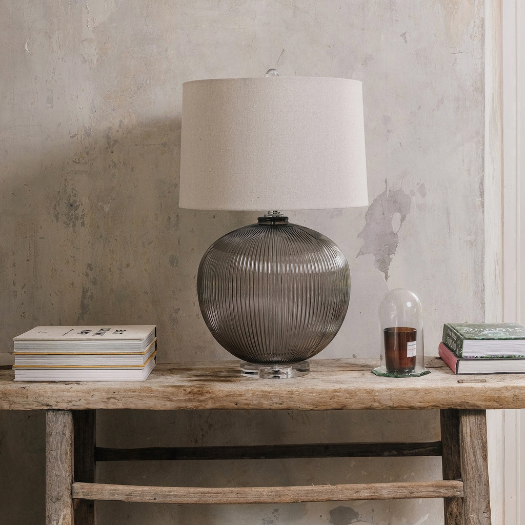 Clifton Ribbed Glass Table Lamp 69cm