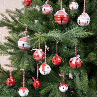 Bag of 14 Assorted Red and White Bells 6cm