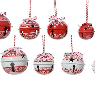 Bag of 14 Assorted Red and White Bells 6cm