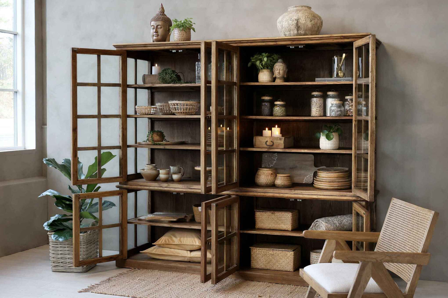 Marseille Display Cabinet with Eight Doors and Shelves -B