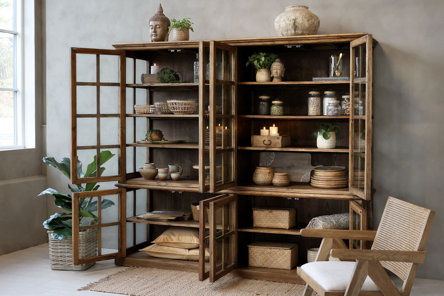 Marseille Display Cabinet with Eight Doors and Shelves 220cm