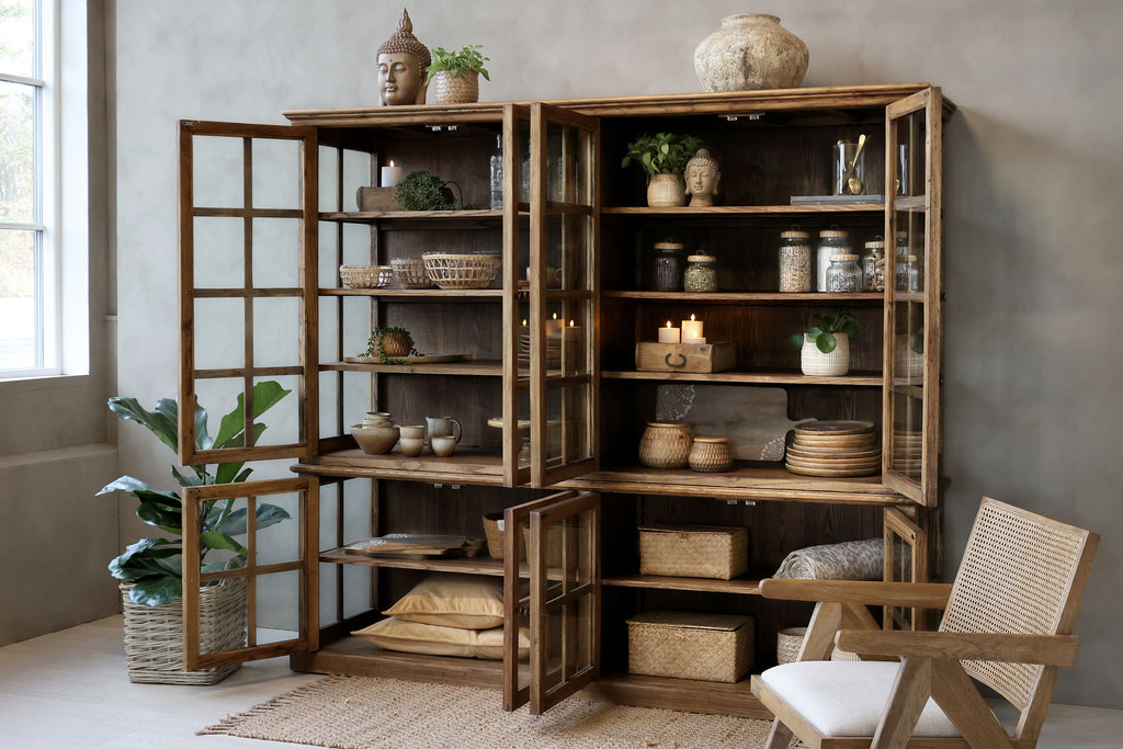 Marseille Display Cabinet with Eight Doors and Shelves 220cm