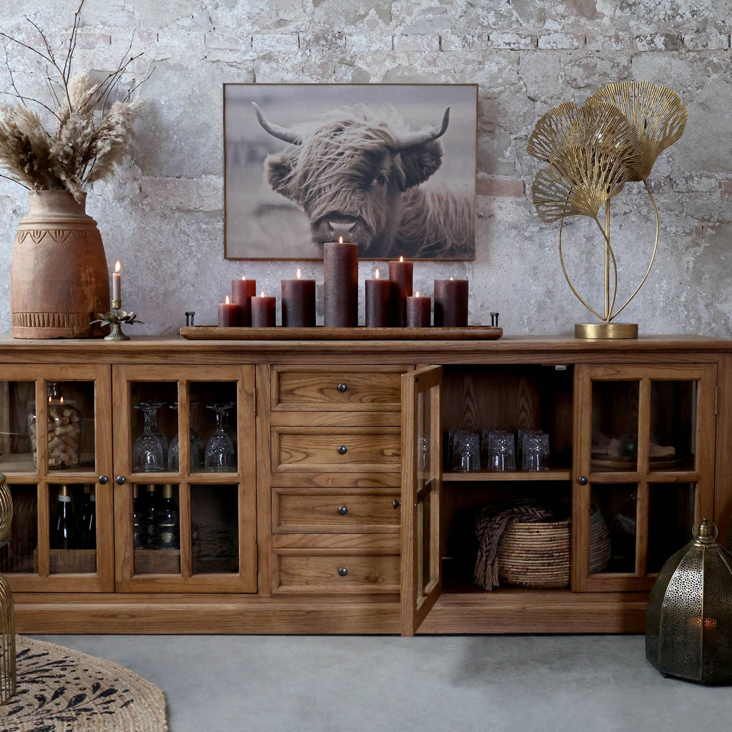 Marseille Display Sideboard with Four Doors and Four Drawers 220cm