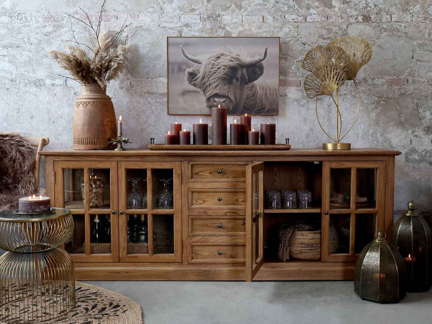 Marseille Display Sideboard with Four Doors and Four Drawers 220cm-B