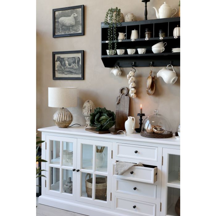 Marseille White Display Sideboard with Four Doors and Four Drawers 220cm