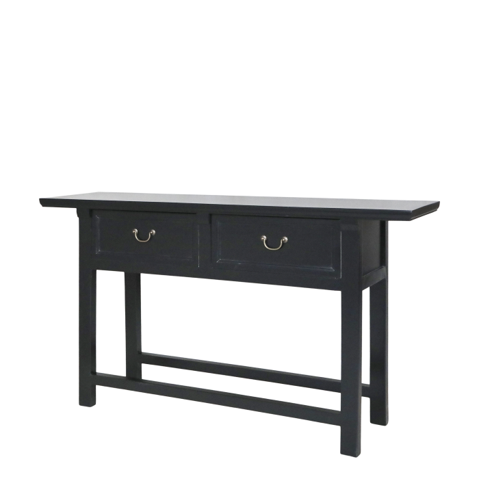 Marseille Black Console Table with Two Drawers 150cm