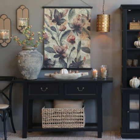 Marseille Black Console Table with Two Drawers 150cm