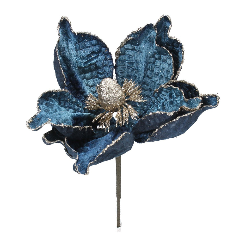 Dark Blue and Gold Magnolia Pick 25cm | Annie Mo's