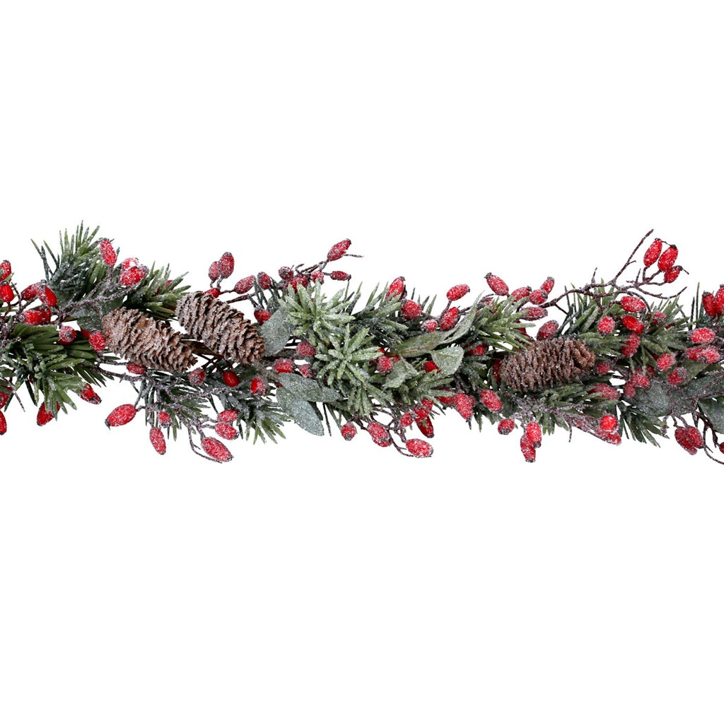Frosted Fir with Rosehips Garland 190cm | Annie Mo's
