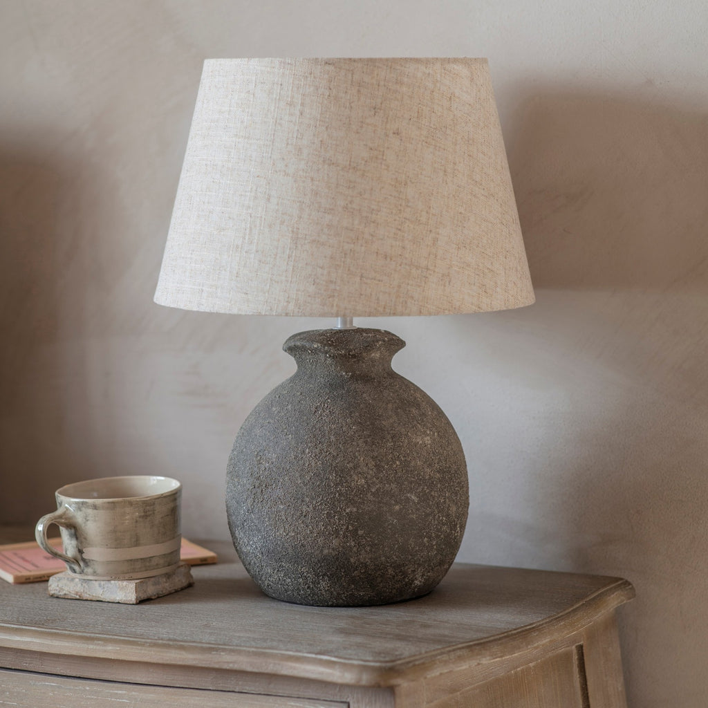 Langton Textured Stoneware Spherical Table Lamp with Shade 41cm | Annie Mo's
