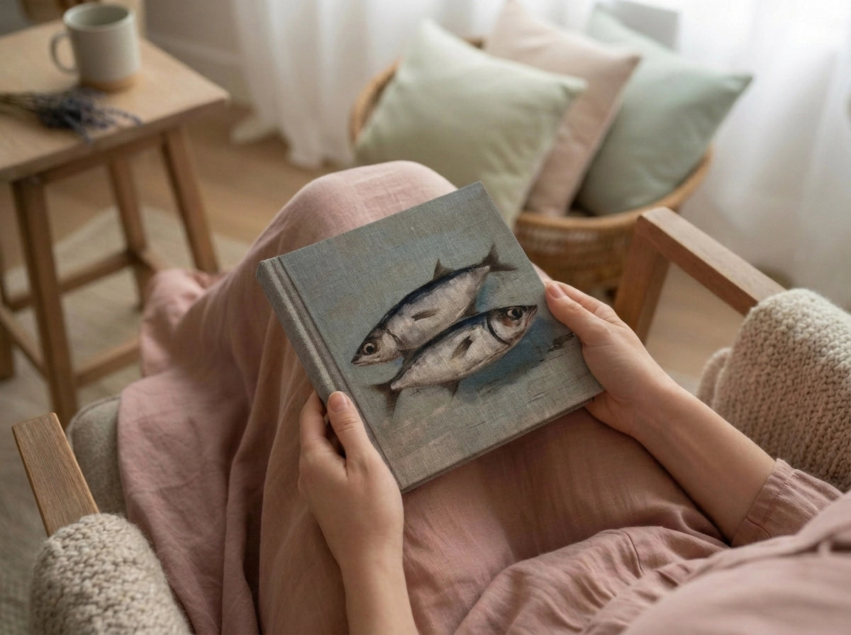 "Two Fish" Handmade Linen Hardcover Notebook | Journal