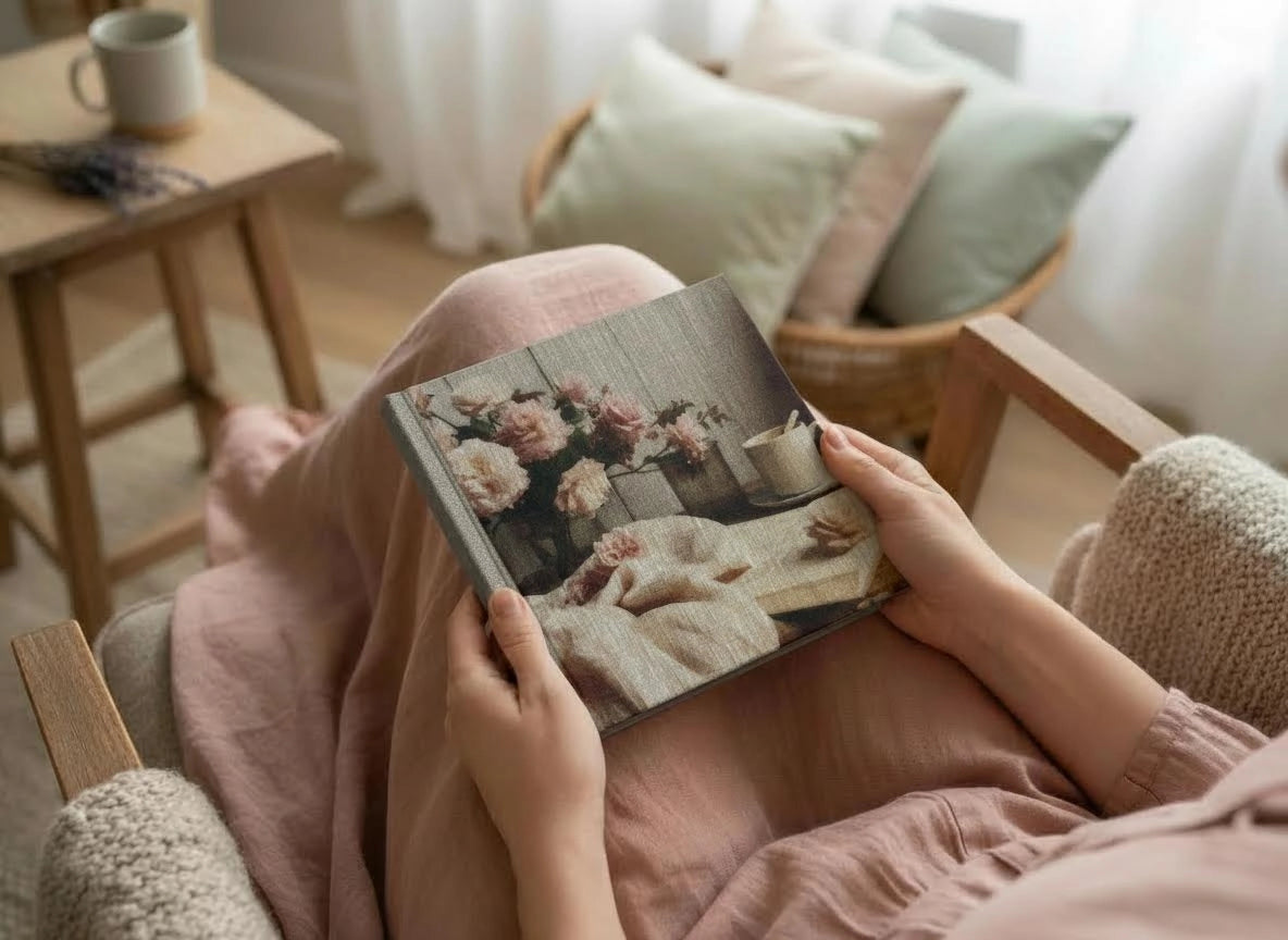 "Peaceful Afternoon" Handmade Linen Hardcover Notebook | Diary