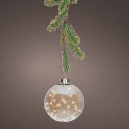Micro Warm Amber LEDS in Glass Bauble 20cm | Annie Mo's