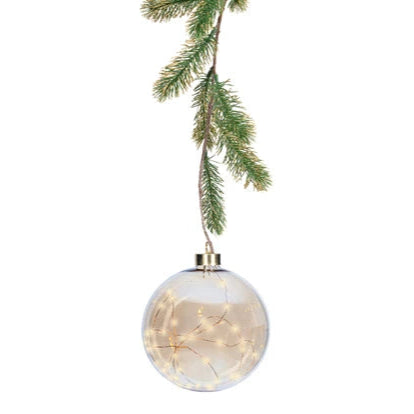 Micro Warm Amber LEDS in Glass Bauble 20cm